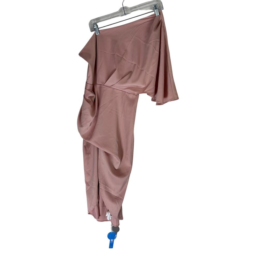 NWT Cupshe Pink Satin One Shoulder Flared Sleeves Cocktail Party Dress Size M - Picture 2 of 11